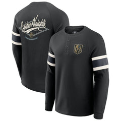 Vegas Golden Knights Darius Rucker Collection by Fanatics Waffle-Knit Raglan Long Sleeve Henley T-Shirt - Black | Fanatics online