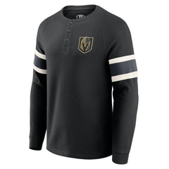 Vegas Golden Knights Darius Rucker Collection by Fanatics Waffle-Knit Raglan Long Sleeve Henley T-Shirt - Black | Fanatics online