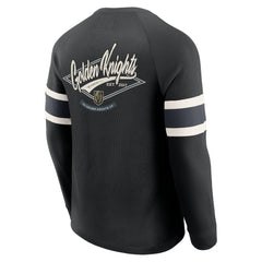 Vegas Golden Knights Darius Rucker Collection by Fanatics Waffle-Knit Raglan Long Sleeve Henley T-Shirt - Black | Fanatics online