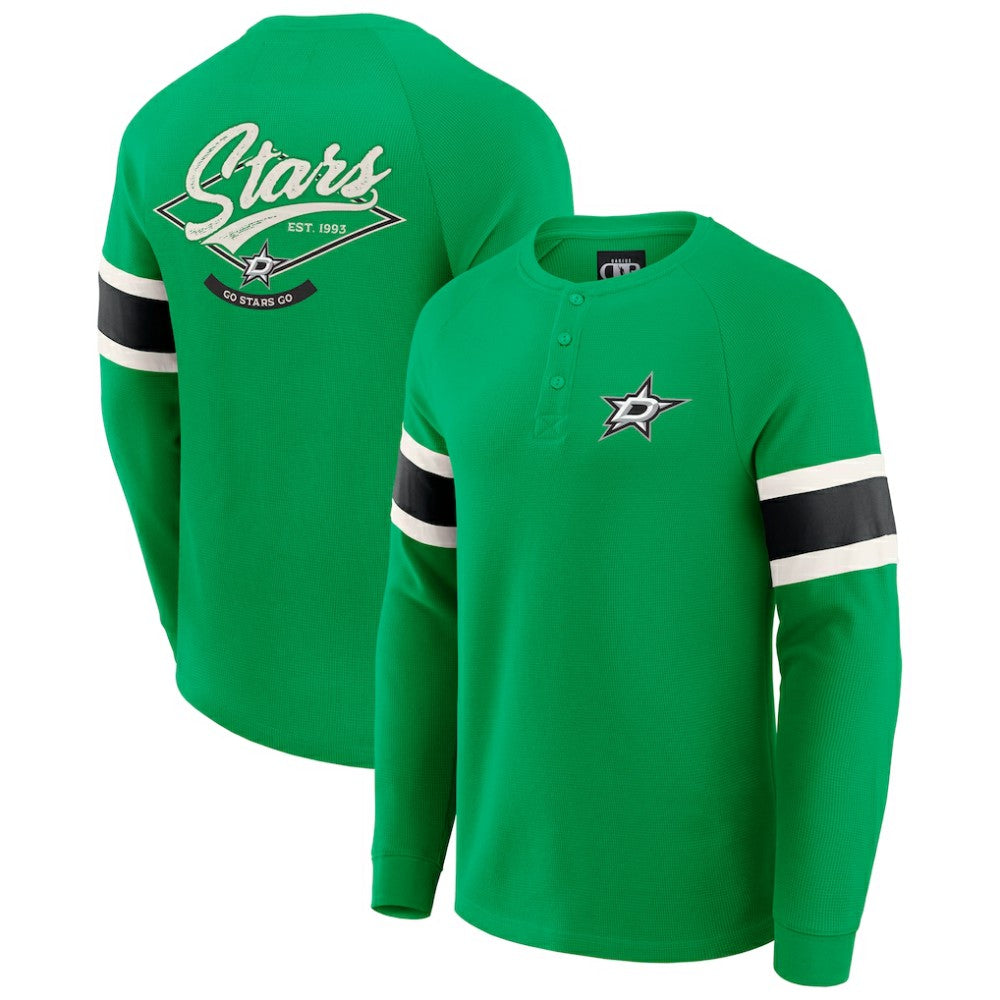 Dallas Stars Darius Rucker Collection by Fanatics Waffle-Knit Raglan Long Sleeve Henley T-Shirt - Green | Fanatics Lifestyle