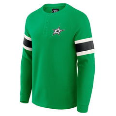Dallas Stars Darius Rucker Collection by Fanatics Waffle-Knit Raglan Long Sleeve Henley T-Shirt - Green | Fanatics Lifestyle