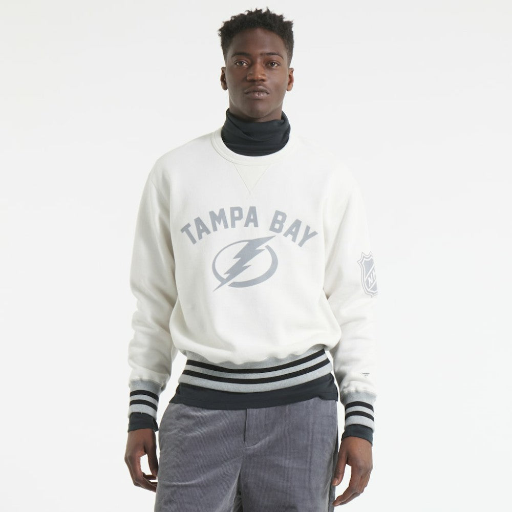 Tampa Bay Lightning Todd Snyder by Fanatics Relaxed Canadian Fleece Crew - Heather Gray | Fanatics on sale