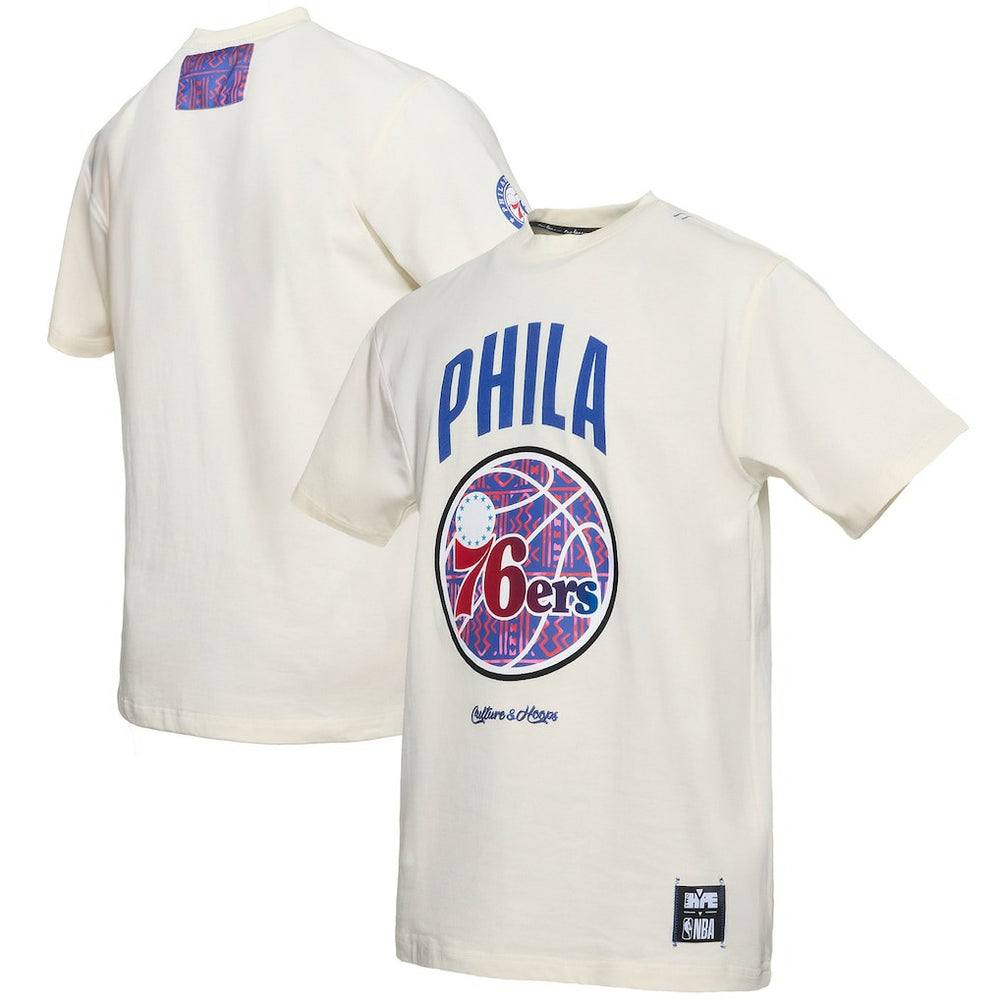 Philadelphia 76ers NBA x Two Hype Culture & Hoops Collection Premium T-Shirt - Cream