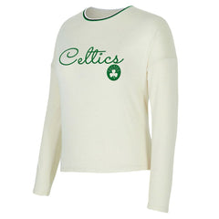 Boston Celtics Concepts Sport Women's Kaki Hacci Knit Long Sleeve Top & Shorts Set Cream