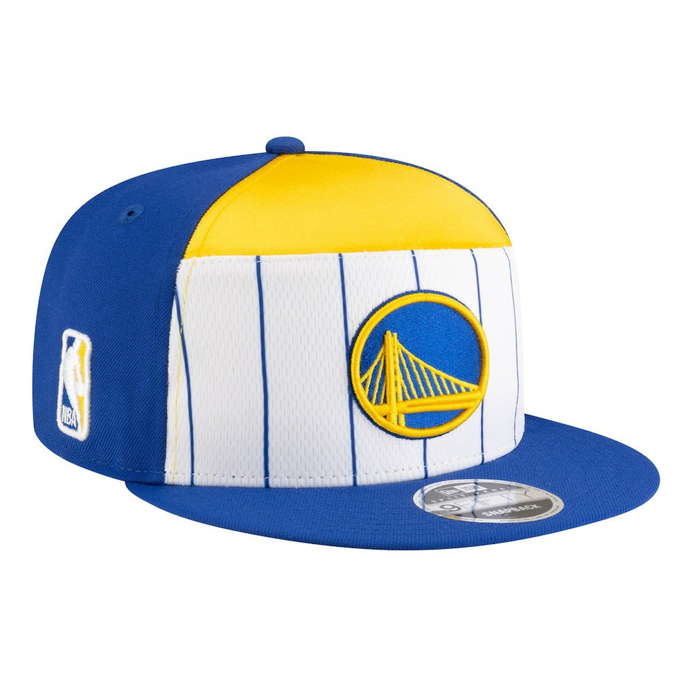 New Era Golden State Warriors Youth 2025 NBA Tip Off Split Panel 9FIFTY Snapback Hat White/Royal