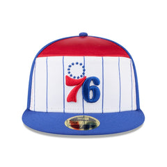 New Era Philadelphia 76ers 2025 NBA Tip Off Split Panel 59FIFTY Fitted Hat White/Royal