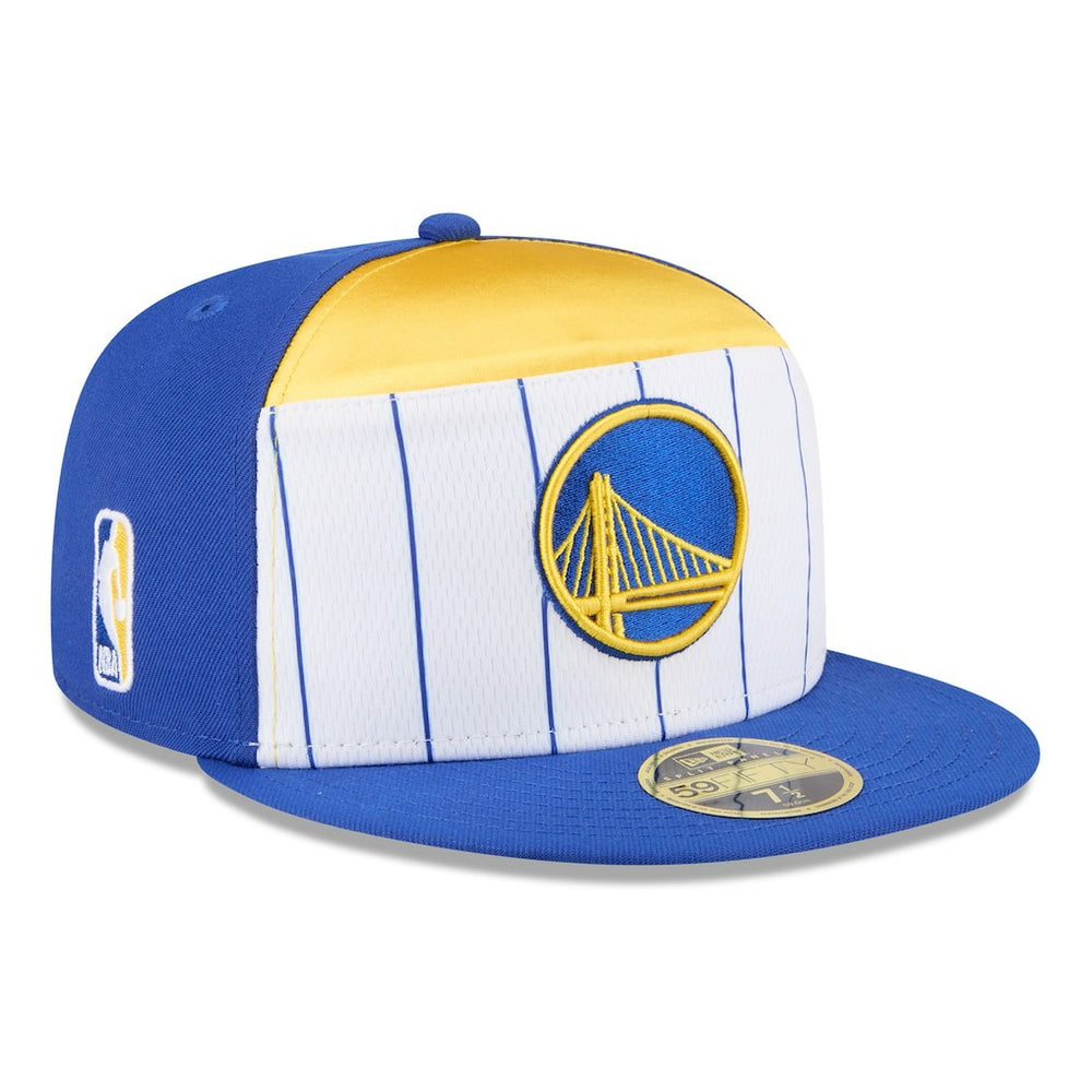New Era Golden State Warriors 2025 NBA Tip Off Split Panel 59FIFTY Fitted Hat White/Royal