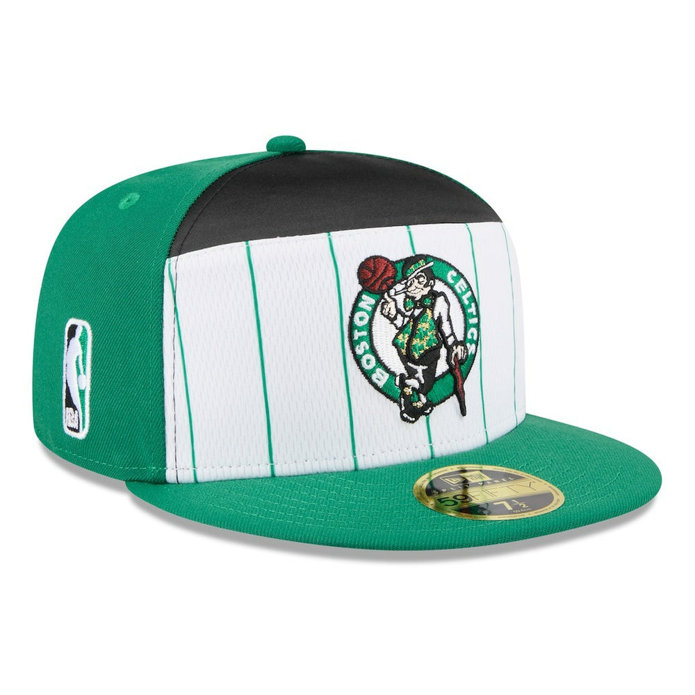 New Era Boston Celtics 2025 NBA Tip Off Split Panel 59FIFTY Fitted Hat White/Kelly Green