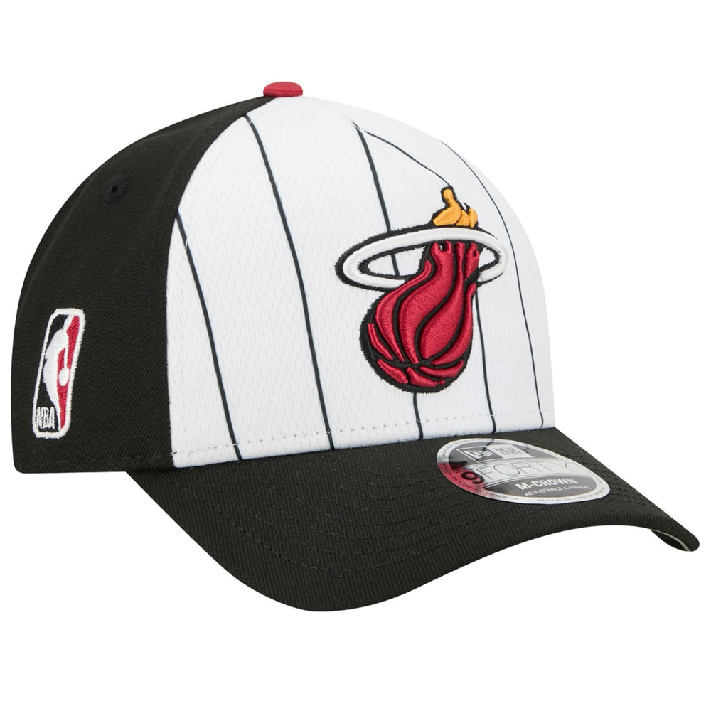 New Era Miami Heat 2025 NBA Tip Off M-Crown A-Frame 9FORTY Adjustable Hat White/Black