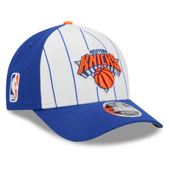 New Era New York Knicks 2025 NBA Tip Off M-Crown A-Frame 9FORTY Adjustable Hat White/Blue