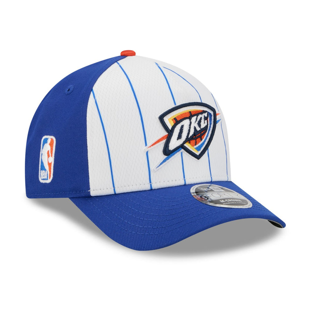 New Era Oklahoma City Thunder 2025 NBA Tip Off M-Crown A-Frame 9FORTY Adjustable Hat White/Blue
