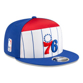 New Era Philadelphia 76ers 2025 NBA Tip Off Split Panel 9FIFTY Snapback Hat White/Blue