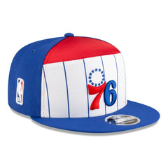 New Era Philadelphia 76ers 2025 NBA Tip Off Split Panel 9FIFTY Snapback Hat White/Blue