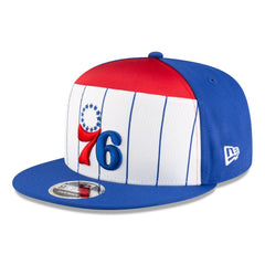 New Era Philadelphia 76ers 2025 NBA Tip Off Split Panel 9FIFTY Snapback Hat White/Blue