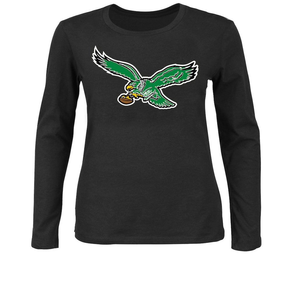 Philadelphia Eagles Women's Plus Size Scoop Neck Long Sleeve T-Shirt - Black - Fanatics