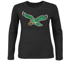 Philadelphia Eagles Women's Plus Size Scoop Neck Long Sleeve T-Shirt - Black - Fanatics