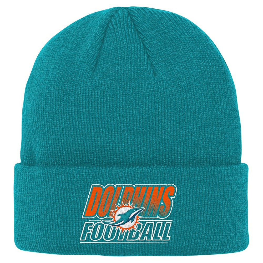 Miami Dolphins Outerstuff Youth Team Gradient Cuffed Knit Hat - Aqua - NFL