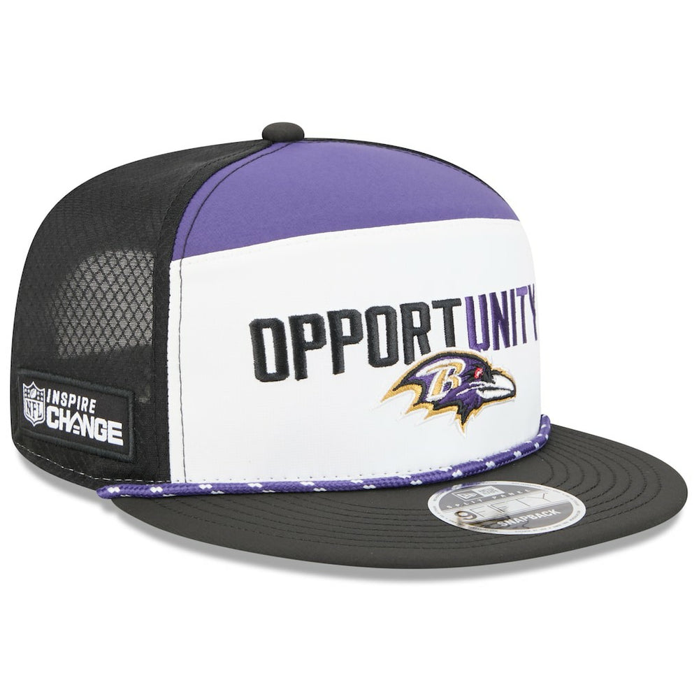 Baltimore Ravens New Era 2025 Inspire Change Split Panel 9FIFTY Snapback Hat - White/Black - NFL