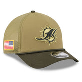 Miami Dolphins New Era Youth 2025 Salute to Service 9FORTY A-Frame Adjustable Hat - Green/Dark Green - NFL