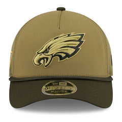 Philadelphia Eagles New Era Youth 2025 Salute to Service 9FORTY A-Frame Adjustable Hat - Green/Dark Green - NFL