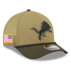 Detroit Lions New Era Youth 2025 Salute to Service 9FORTY A-Frame Adjustable Hat - Green/Dark Green - NFL