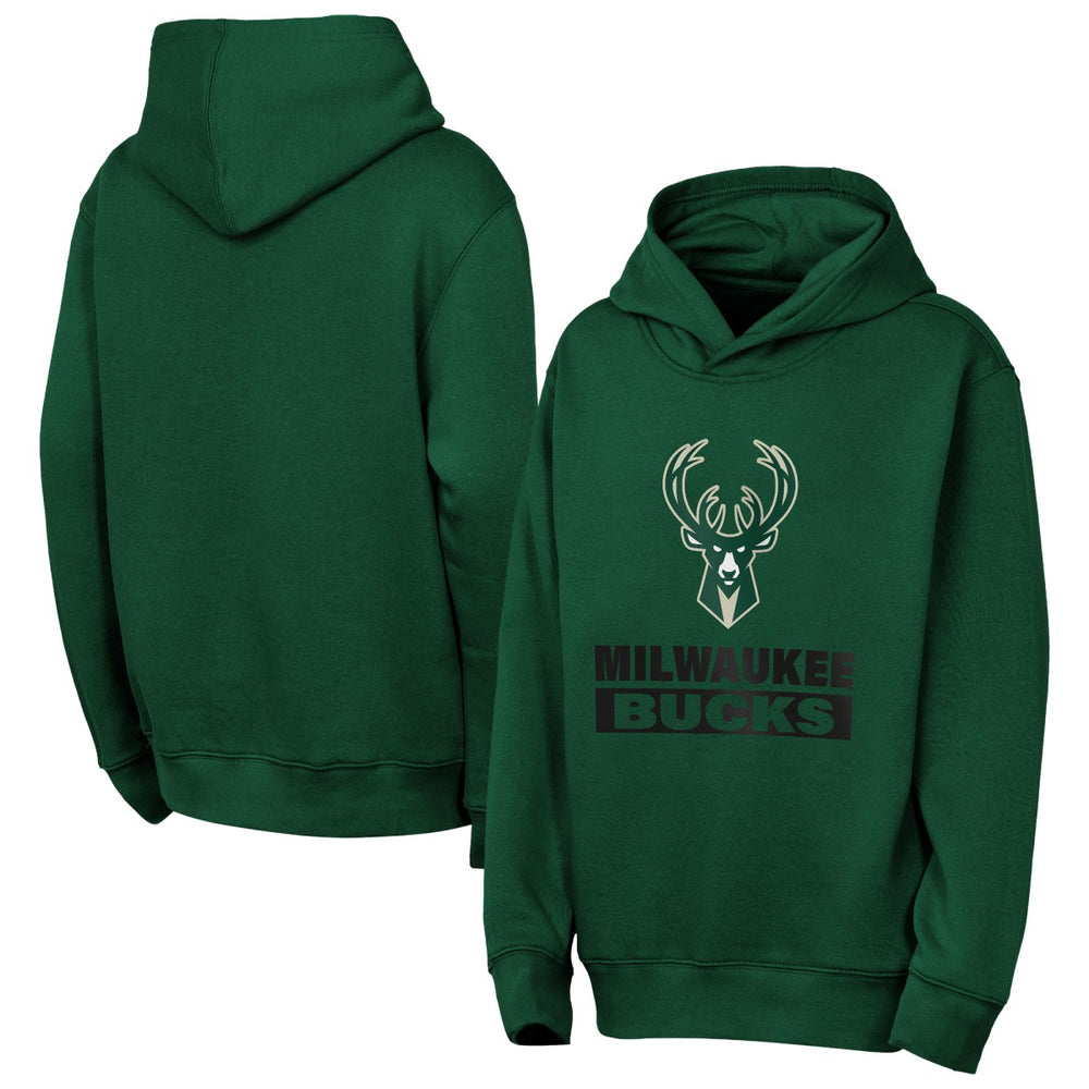 Milwaukee Bucks Outerstuff Youth Back To The Basics Hoodie Hunter Green