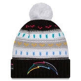 Los Angeles Chargers New Era Women's 2025 NFL Crucial Catch Cuffed Knit Hat with Pom - Black - NFL