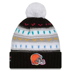 Cleveland Browns New Era Women's 2025 NFL Crucial Catch Cuffed Knit Hat with Pom - Black - NFL