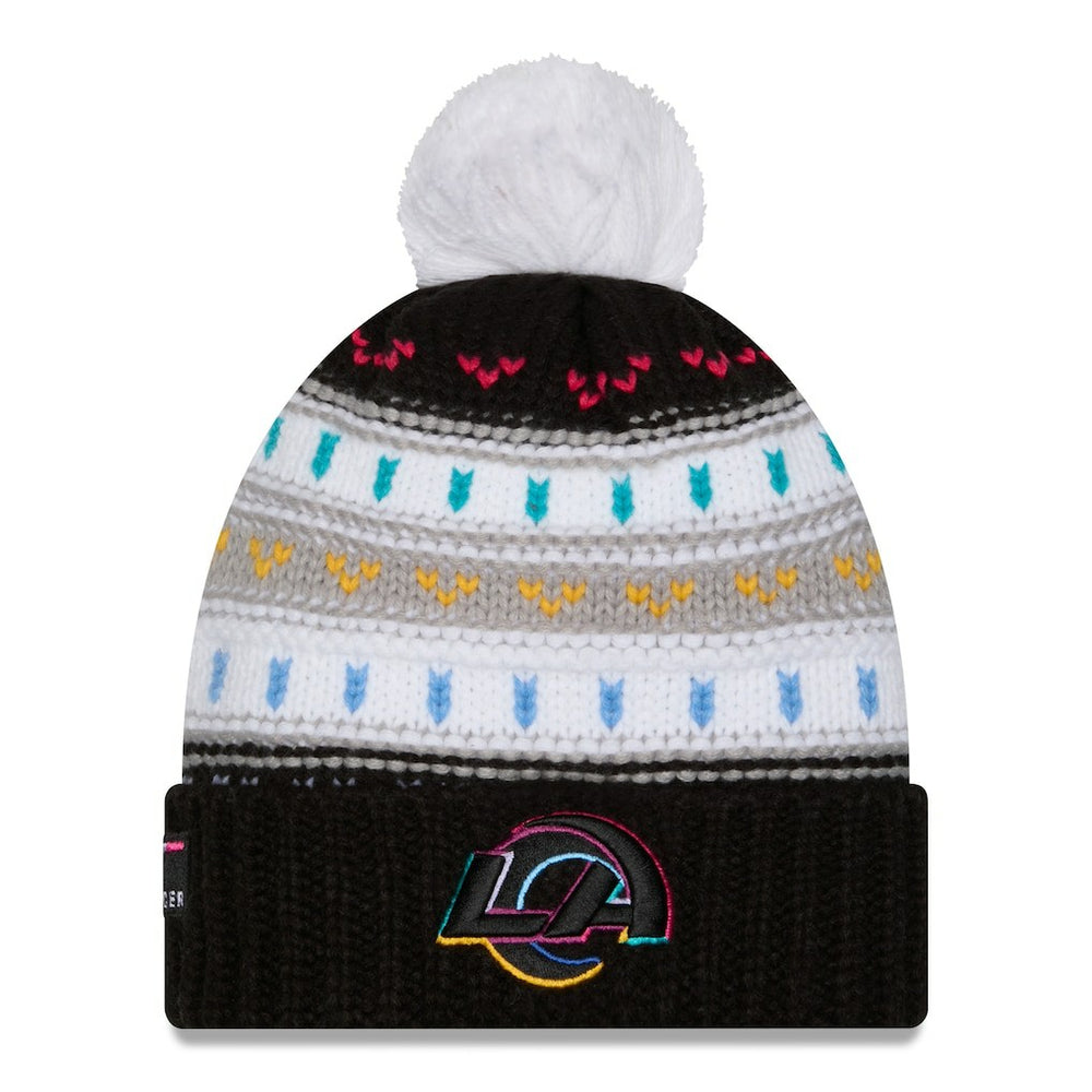 Los Angeles Rams New Era Women's 2025 NFL Crucial Catch Cuffed Knit Hat with Pom - Black - NFL