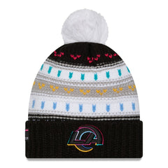 Los Angeles Rams New Era Women's 2025 NFL Crucial Catch Cuffed Knit Hat with Pom - Black - NFL