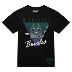 Mitchell & Ness Milwaukee Bucks Worldwide Collection Tri-Logo T-Shirt Black