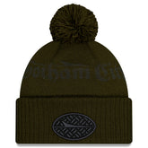 New York Jets New Era 2025 Rivalries Collection Sideline Cuffed Knit Hat with Pom - Gotham Green - NFL