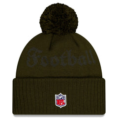 New York Jets New Era 2025 Rivalries Collection Sideline Cuffed Knit Hat with Pom - Gotham Green - NFL