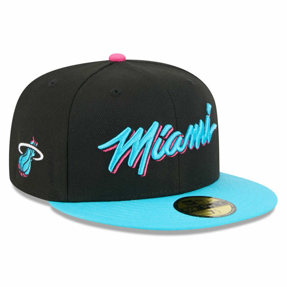 New Era Miami Heat 2025/26 City Edition 59FIFTY Fitted Hat Black/Turquoise
