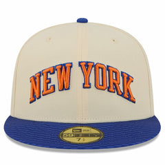 New Era New York Knicks 2025/26 City Edition 59FIFTY Fitted Hat Cream/Blue