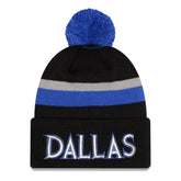 New Era Dallas Mavericks 2025/26 City Edition Cuffed Knit Hat with Pom Black/Blue