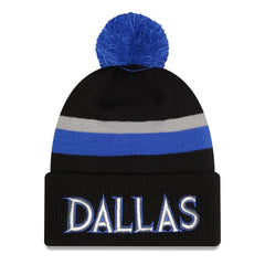 New Era Dallas Mavericks 2025/26 City Edition Cuffed Knit Hat with Pom Black/Blue