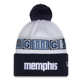 New Era Memphis Grizzlies 2025/26 City Edition Cuffed Knit Hat with Pom Navy/White