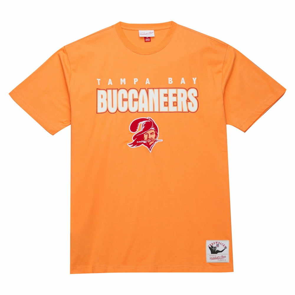 Tampa Bay Buccaneers Throw It Back Premium Vintage Logo T-Shirt - Orange - Mitchell & Ness