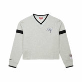 Tampa Bay Buccaneers Women's Cropped V-Neck Sweatshirt - Gray - Mitchell & Ness
