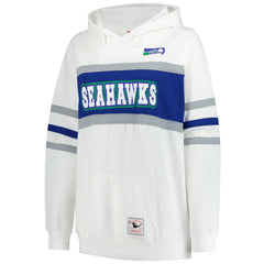 Seattle Seahawks Women's Plus Size Head Coach Throwback Pullover Hoodie - White - Mitchell & Ness
