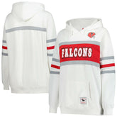 Atlanta Falcons Women's Plus Size Head Coach Throwback Pullover Hoodie - White - Mitchell & Ness