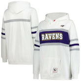 Baltimore Ravens Women's Plus Size Head Coach Throwback Pullover Hoodie - White - Mitchell & Ness