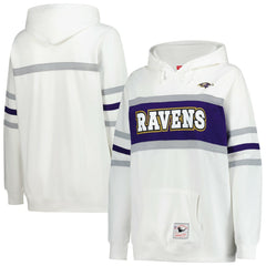 Baltimore Ravens Women's Plus Size Head Coach Throwback Pullover Hoodie - White - Mitchell & Ness