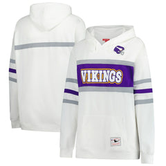Minnesota Vikings Women's Plus Size Head Coach Throwback Pullover Hoodie - White - Mitchell & Ness