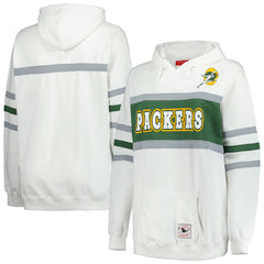Green Bay Packers Women's Plus Size Head Coach Throwback Pullover Hoodie - White - Mitchell & Ness