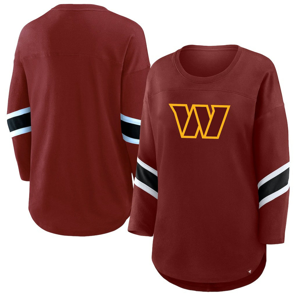 Washington Commanders Women's Plus Size Redzone 3/4-Sleeve Scoop Neck T-Shirt - Burgundy - Fanatics