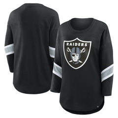 Las Vegas Raiders Women's Plus Size Redzone 3/4-Sleeve Scoop Neck T-Shirt - Black - Fanatics