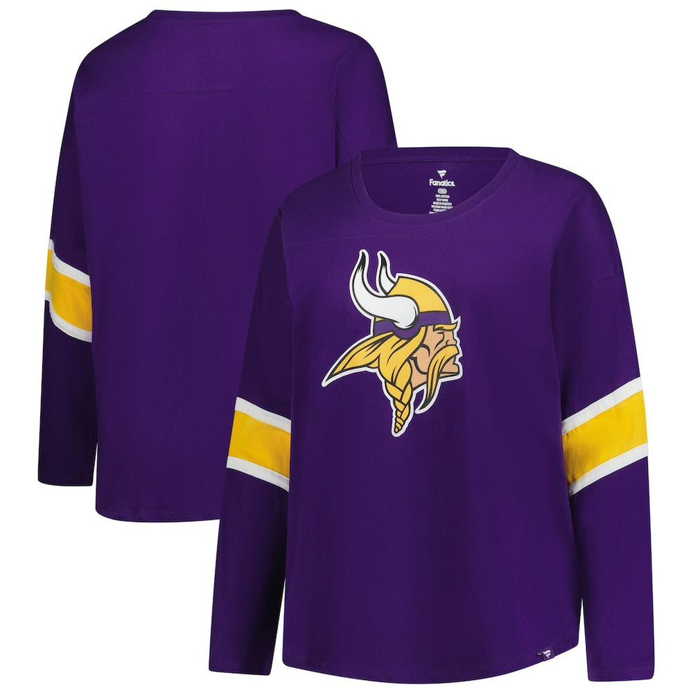 Minnesota Vikings Women's Plus Size Redzone 3/4-Sleeve Scoop Neck T-Shirt - Purple - Fanatics