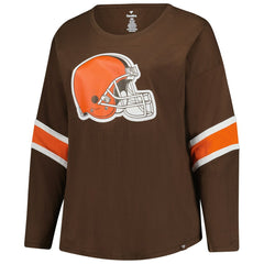 Cleveland Browns Women's Plus Size Redzone 3/4-Sleeve Scoop Neck T-Shirt - Brown - Fanatics